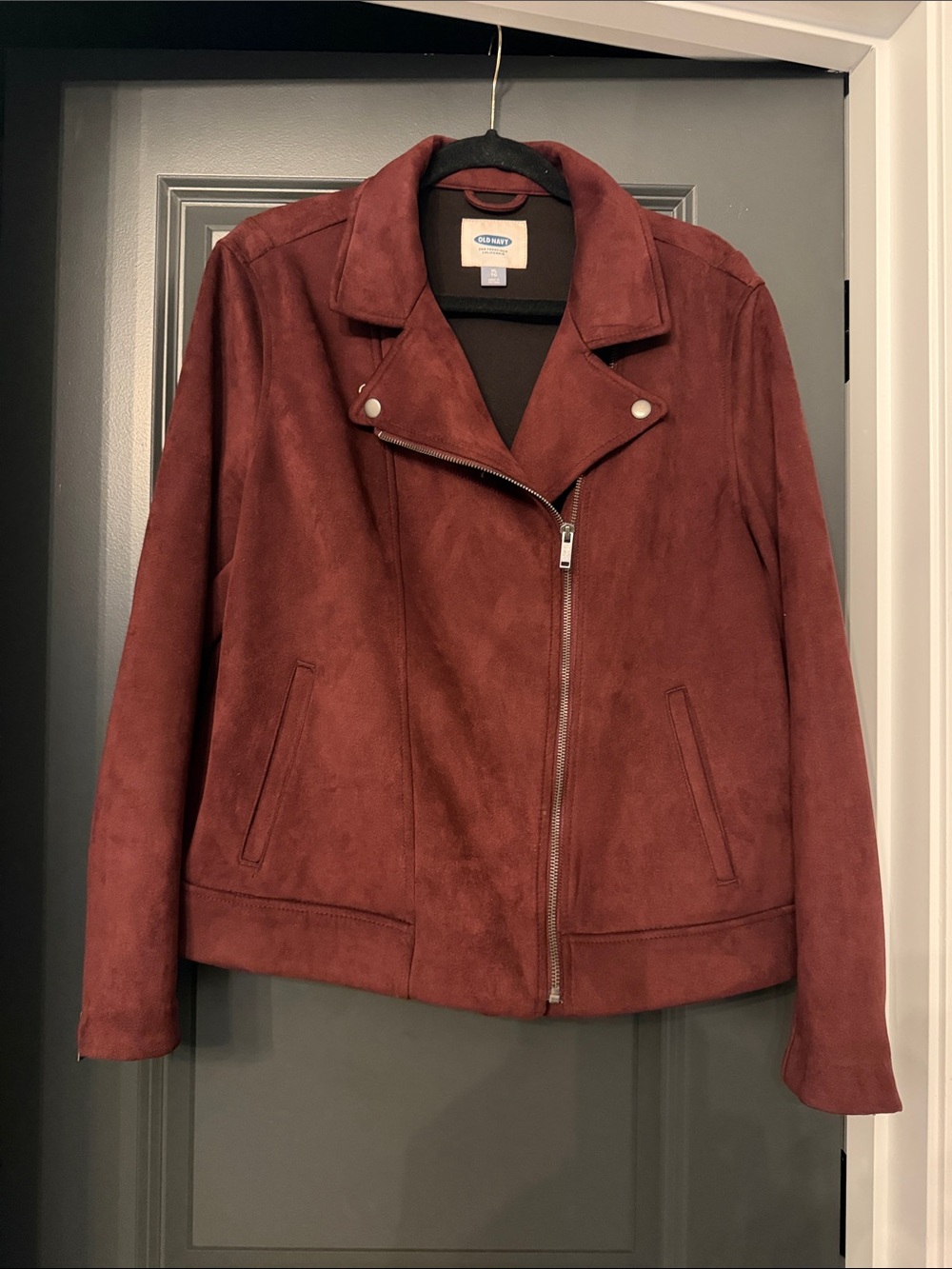 Old Navy Women's Suede Moto Jacket - Burgundy